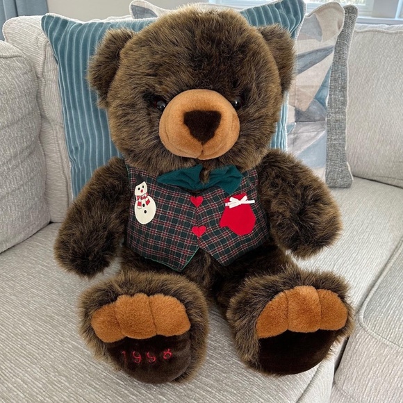 JC Penney Collection Rare Vintage 1998 Teddy Bear Plush Christmas Bear Like New - Picture 1 of 14